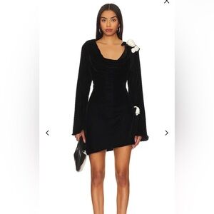 For Love And Lemons Black Dress with Cream Accents